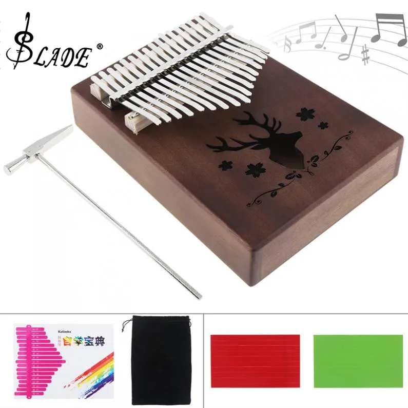 SLADE 17 ключ Kalimba Ретро лося звуковое отверстие одна доска из красного дерева Mbira мини клавиатура инструмент с полными аксессуарами