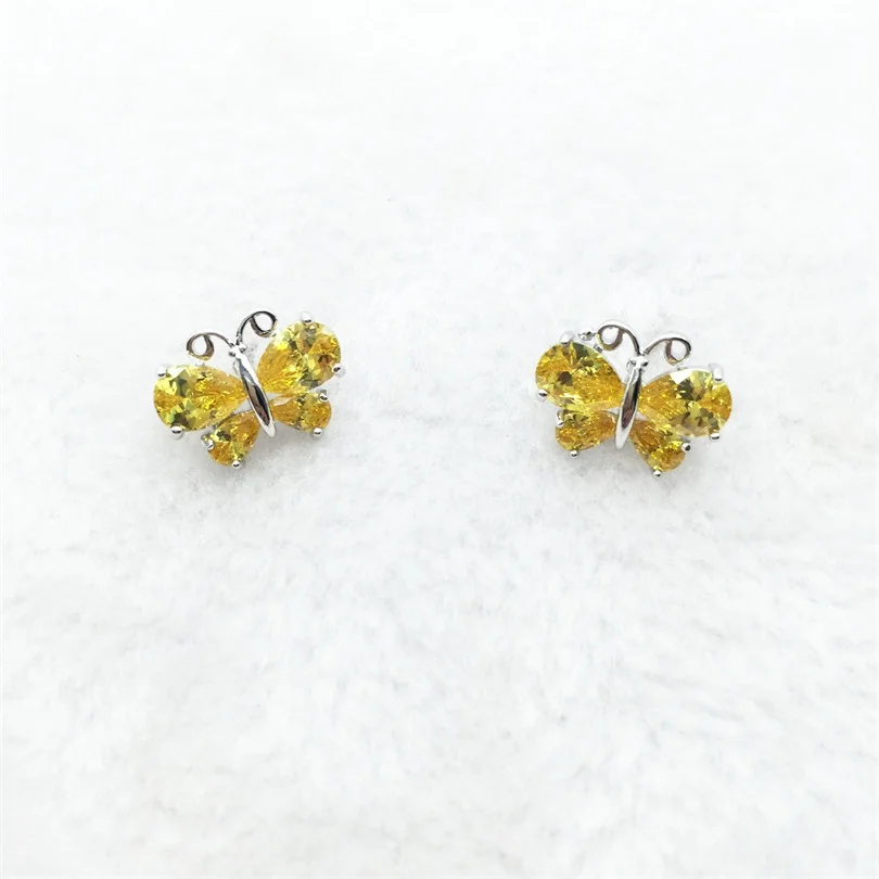 Набор ювелирных изделий в виде бабочки золотого и желтого цвета сережки кулон из