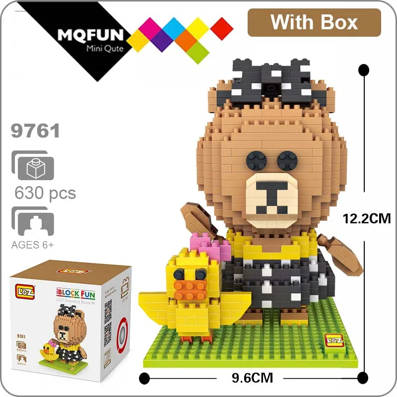 LOZ алмазные блоки мультяшный медведь утка кролик курица мини строительные