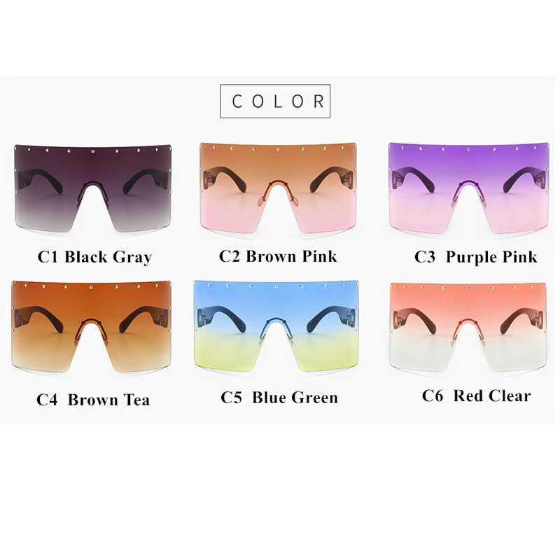 

Fashion Oversized Mask Sunglasses Women Windproof Glasses One Piece Big Frame Goggles Men Shield Visor Flat Top Hood Eyeglasses