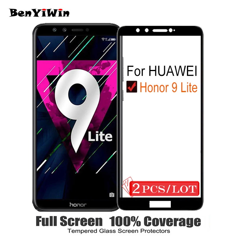 2 шт Полное покрытие закаленное стекло для huawei Honor 9 Lite защита экрана на защитное стекло чехол для LLD L31 пленка