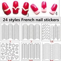 24 styles nails sticker stencil tips guide french swirls manicure nail art decals form fringe diy sencil 3d styling beauty tools