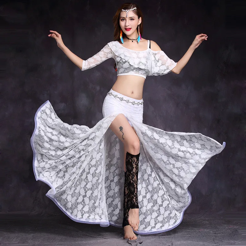 Женский набор костюма для танца живота bellydance кружевная юбка с разрезом взрослых