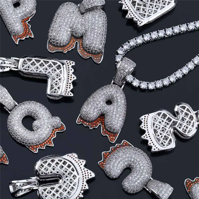 OMYFUN заказное ювелирное изделие пузырчатая буква капельная подвеска ожерелье в