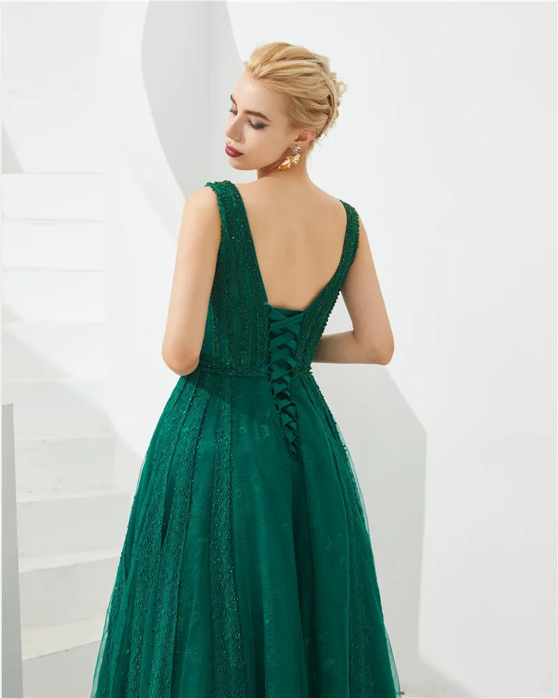 Vestidos De gala Largos Бисероплетение выходные платья без рукавов v-образным вырезом Вечерние платья в пол халаты De Soiree