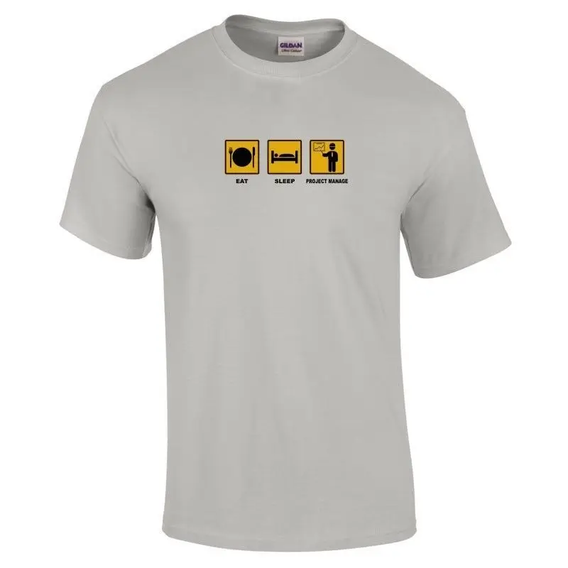 Футболка с надписью Eat Sleep PROJECT MANAGE Organising Work Funny 16 цветов до 3XL новые футболки
