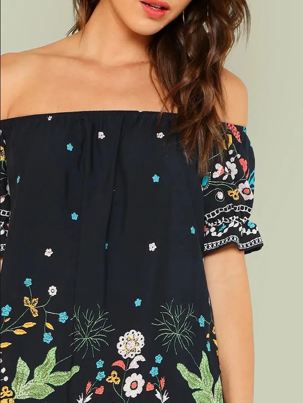Женское пляжное платье с открытыми плечами Пляжное цветочным принтом и Vestidos De