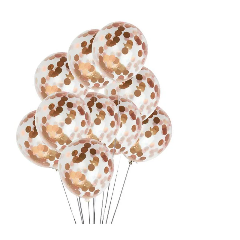 

50pcs/lot Rose gold confetti balloon 12 "confetti transparent balloons for wedding decorations party supplies latex balloon