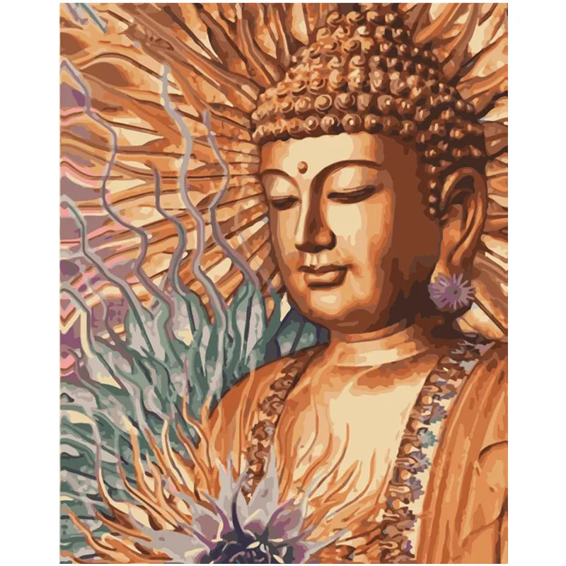 Painting By Numbers DIY Dropshipping 40x50 50x65cm Woodcarving Buddha statue Figure Canvas Wedding Decoration Art picture Gift | Дом и сад