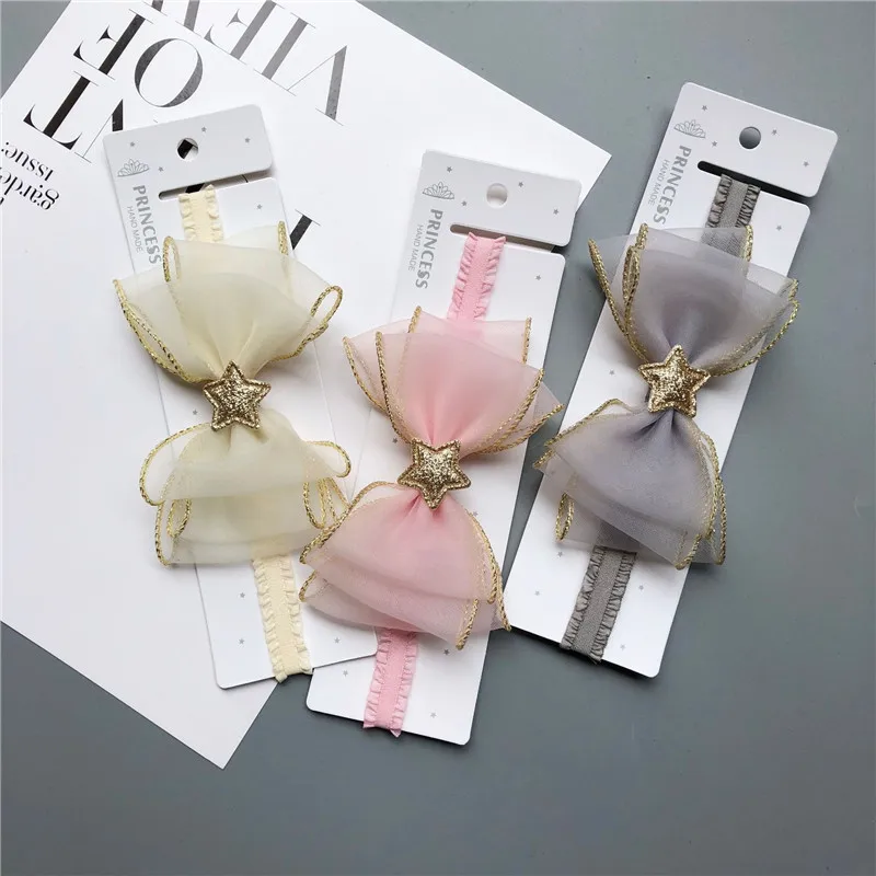 

Baby Girls Kids Star Headband Bow Lace Headband Flower Headwear Lace Elastic Princess Hair Accessories