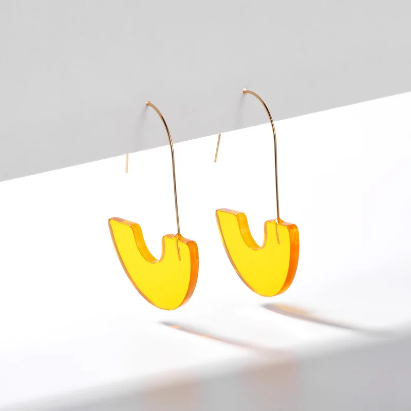 Женские прозрачные акриловые серьги 6 ярких цветов на весну и лето капли из