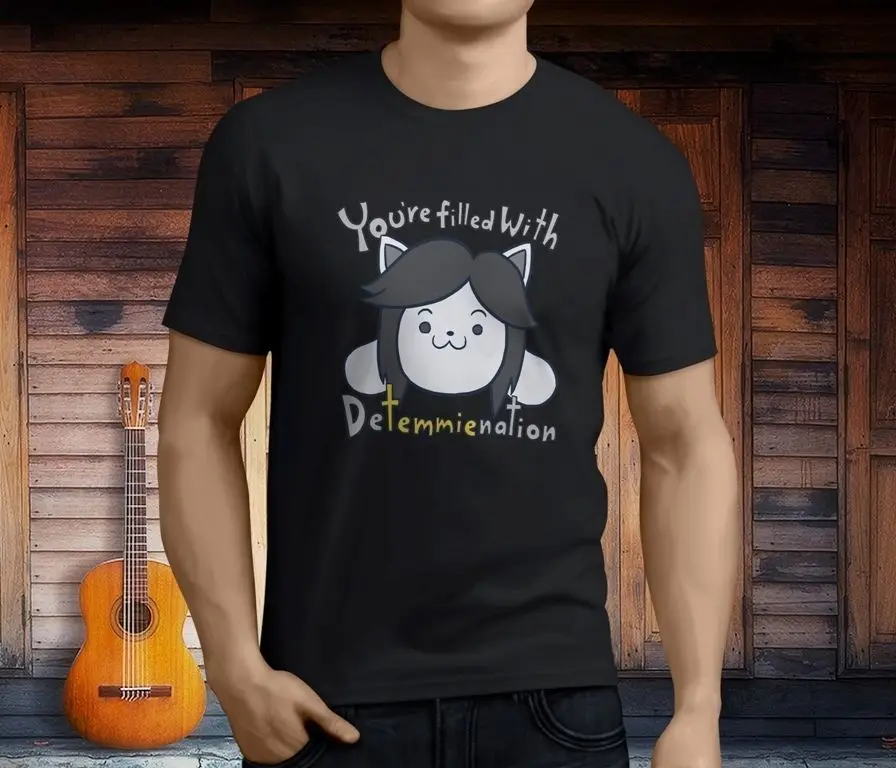 Новая падших Detemmienation Temmie Вдохновленный Для мужчин черный футболка Размеры S 3XL