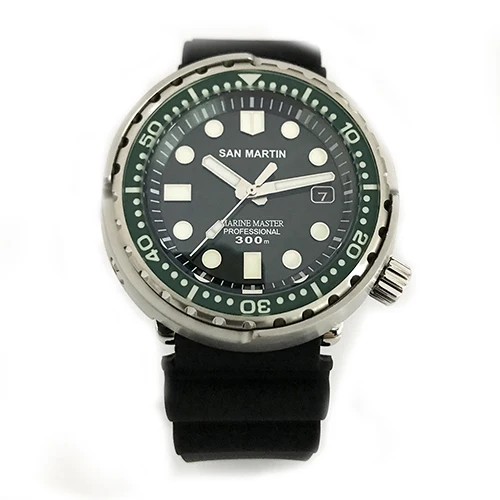 model 2 green Тунец SBBN031 Мужские автоматические часы модные нержавеющая сталь Сан Мартин Дайвинг часы 30 Водонепроницаемость полный светящийся ободок - Цвет: model 2 green