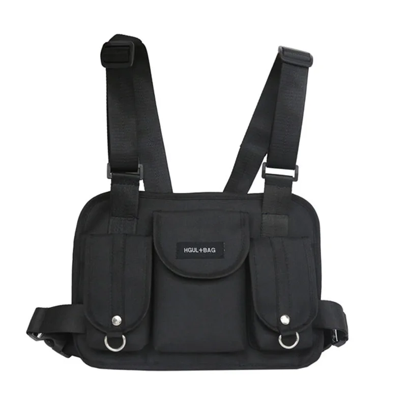

Men Canvas Backpack College Student School Chest Pack Hip Hop Streetwear Unisex Functional Tactical Shoulder Waist Bag Purse