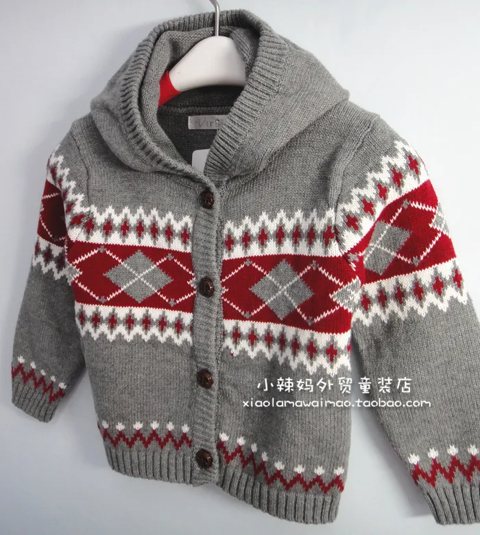 Импортные товары осенне зимний детский вязаный шерстяной свитер с капюшоном из