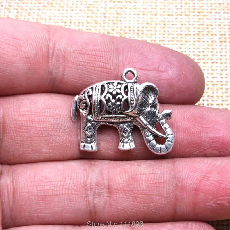 5 шт./лот полая подвеска в виде слона из древнего серебра металла для модных