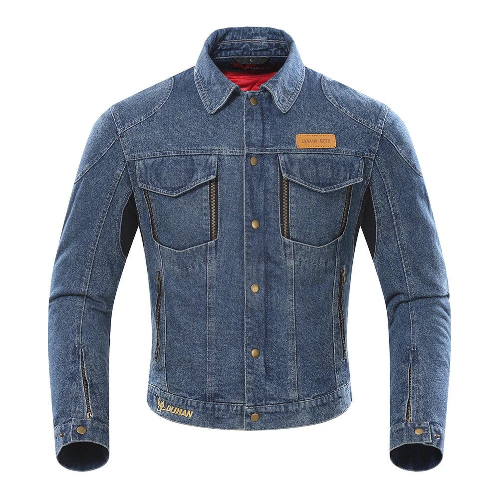 D-207-Blue Jacket DUHAN мотоциклетная куртка Мужские джинсы для езды куртка мотокросса ветрозащитная мотоциклетная куртка Защитное снаряжение съемная теплая подкладка пальто - Цвет: D-207-Blue Jacket