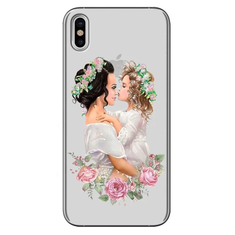 Модный черный коричневый Чехол для мамы и дочки с волосами iPhone X MAX XR 8 7 6 6s Plus 5 5s SE