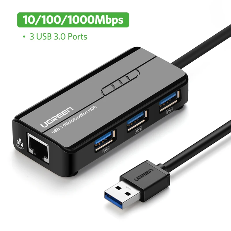 Ugreen USB Ethernet USB 3,0 2,0 к RJ45 концентратор для Xiaomi Mi Box 3/S телеприставка Ethernet адаптер Сетевая карта USB Lan - Цвет: USB 3.0-1000Mbps