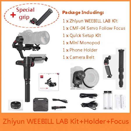 Zhiyun Weebill лаборатории 3-осевой Ручной Стабилизатор для sony A9 a6300 Panasonic беззеркальных камер, Zhiyun WEEBILL портативный монопод с шарнирным замком - Цвет: Bundle 1 w WB-Grip