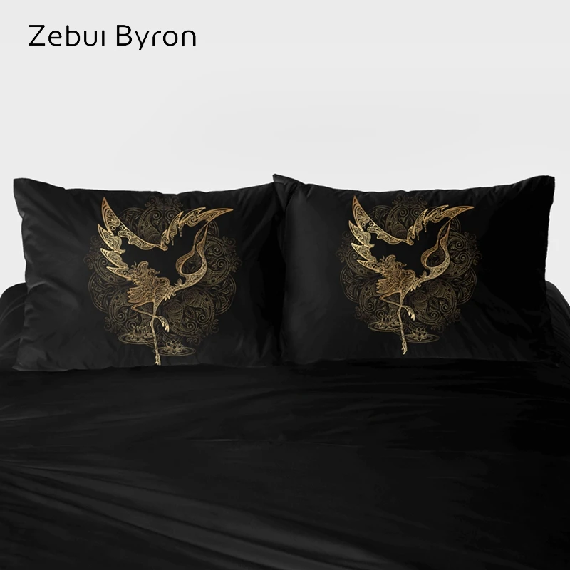 3D Pillow Case Custom 2 PCS Pillowcase 50x70/50x75/50x80 Decorative Cover Bedding Exquisite golden dragonfly drop ship | Дом и сад