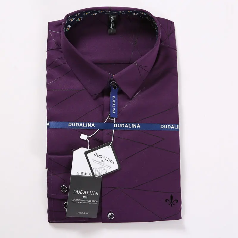 DCZ1726-Purple Dudalina, полосатая рубашка для мужчин, Camisa Masculina, с длинным рукавом, блуза, для мужчин, Social Masculina, облегающая, резерв, Sergio K, жаккард - Цвет: DCZ1726-Purple