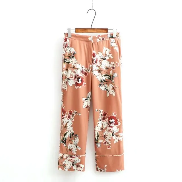 Женский блейзер и брюки комплект из двух предметов с цветочным принтом длинным