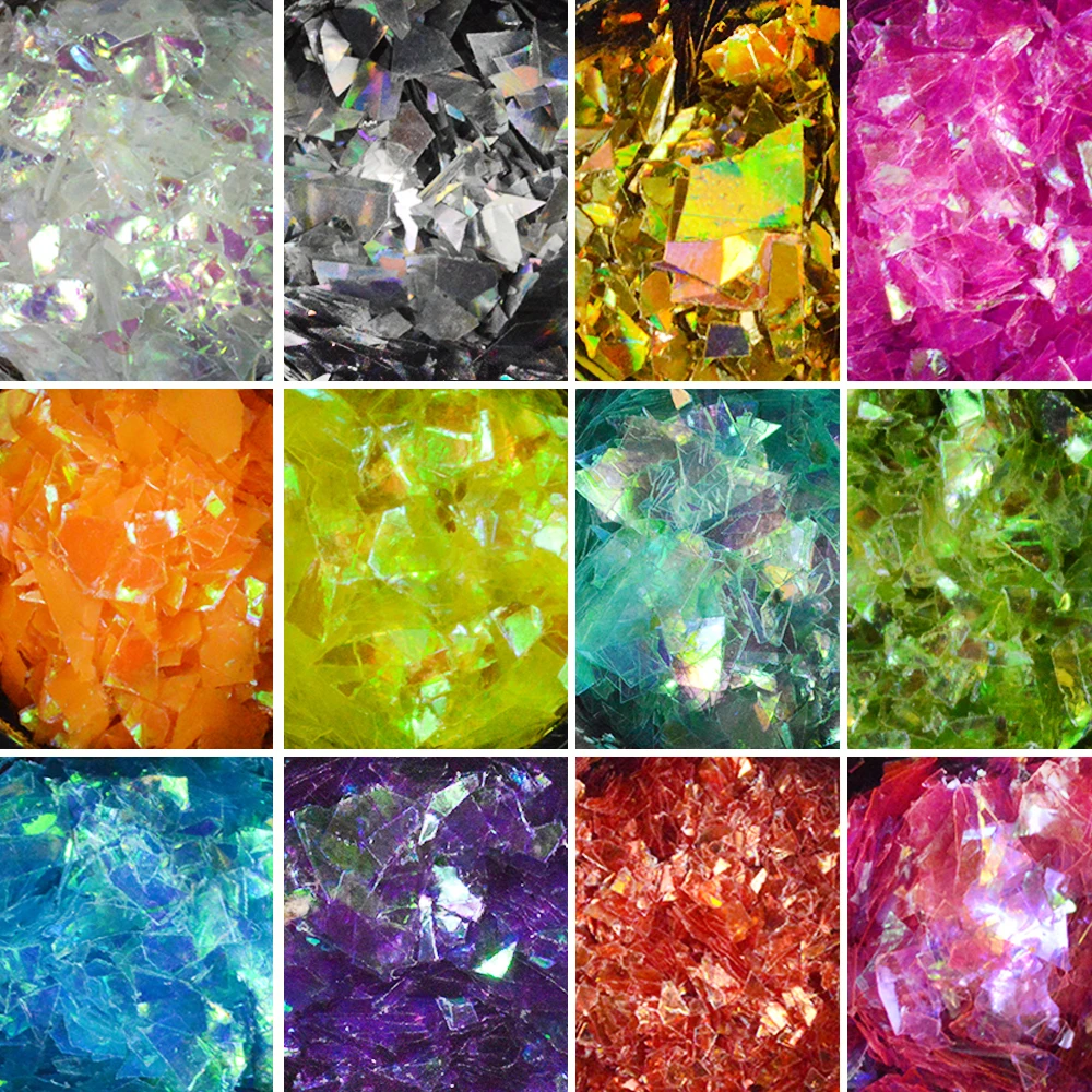 1 коробка Блестки для ногтей Блеск пыль Ослепительная блестка оболочки фольги