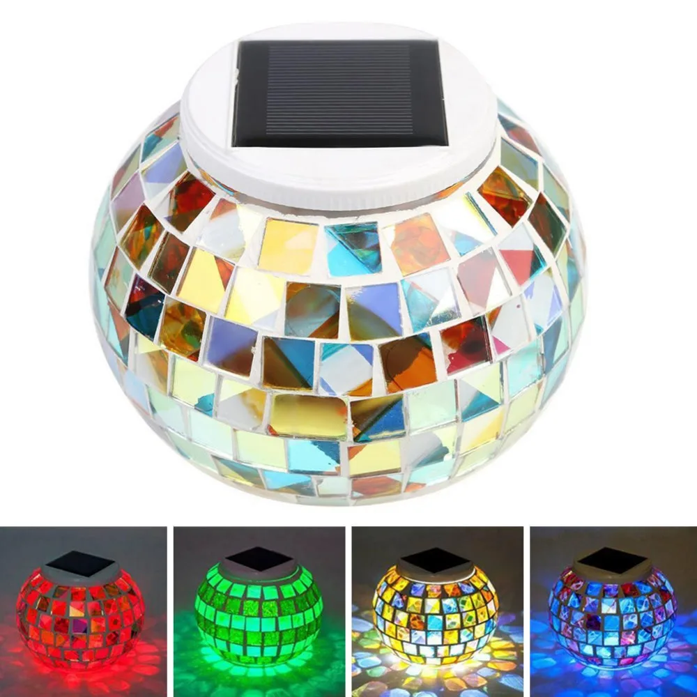 1 шт. перезаряжаемый Ночной светильник мозаичное стекло уличный шар на солнечной
