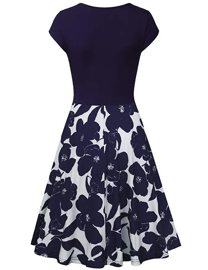 S-3XL Plus Size Summer Women Dresses Female Floral Print 50S 60S Vintage Rockabilly Dress Casual Dot A-Line Retro Dress Vestidos