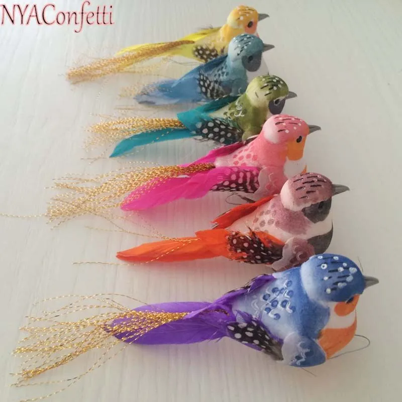 

NYAC,11*3.5*2.5CM,6Colors Artificial Decorative Foam Feathers Mini Birds With Magnet,Foot,Home Decoration Accessories,Wedding