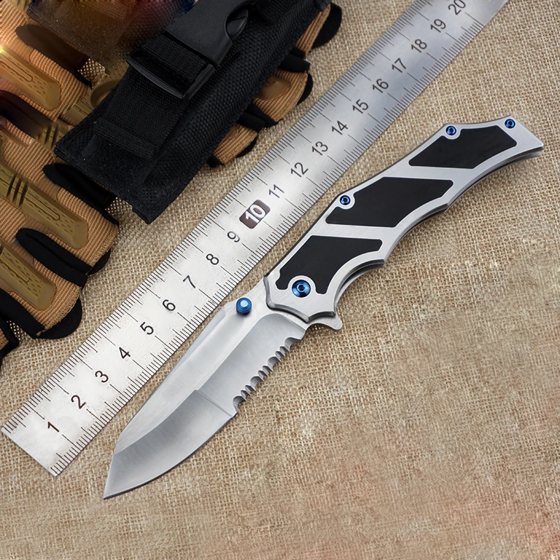 2017 Новый Зубчатые Охотничий Нож Складной Тактический Выживания 8CR17Mov Стали