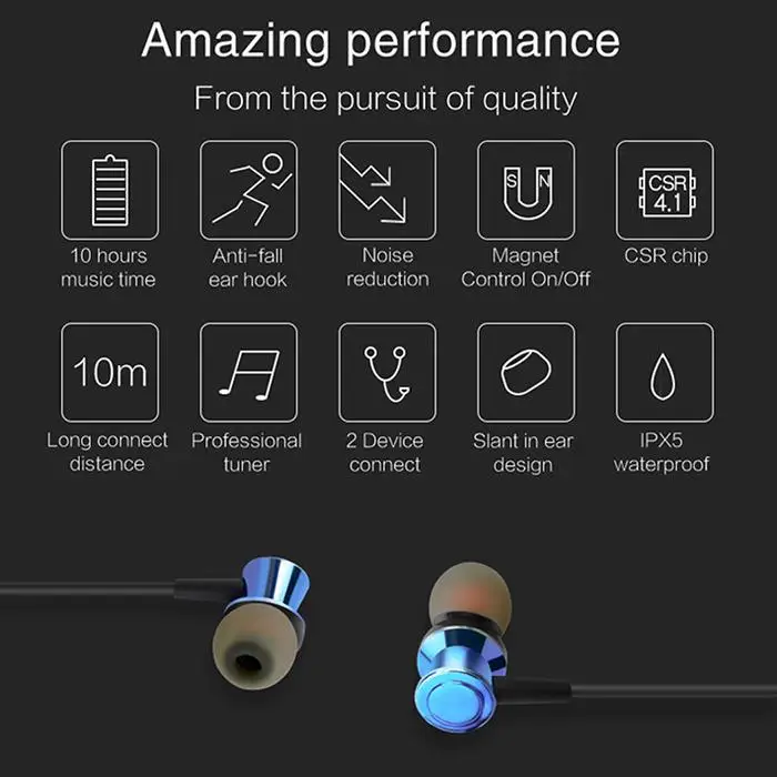 Беспроводные Bluetooth наушники стерео магнитные спортивные для бега с микрофоном
