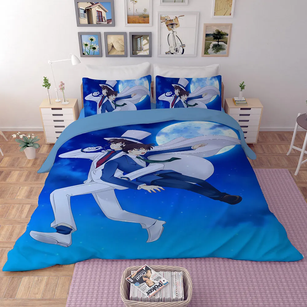 

New 3D Anime cartton Conan Bedding Set Multi Size 3/4pcs bedding set with pilloccase sheet Duvet Cover kids/adult/boy bedclothes