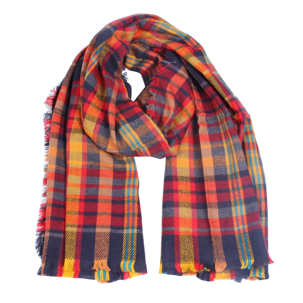 Хорошее качество Za зимний длинный шарф шотландская клетка дизайнерский Юнисекс