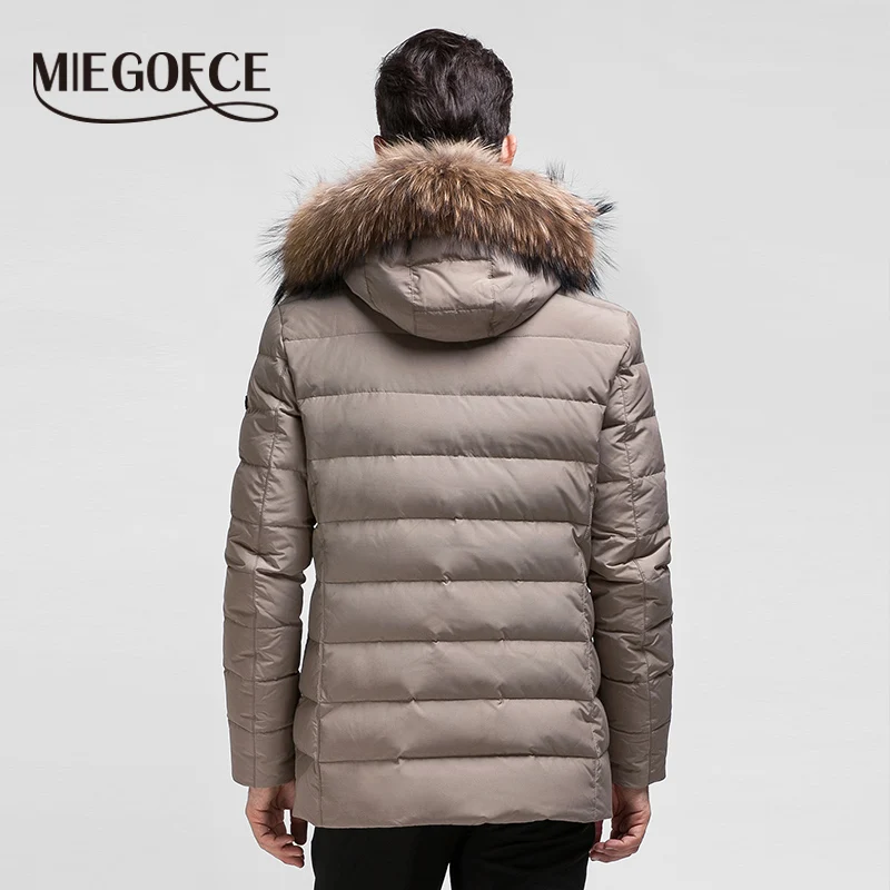 Теплый Зимний Мужской Пуховик Водонепроницаемая Ткань Мужская Парка с Капюшоном