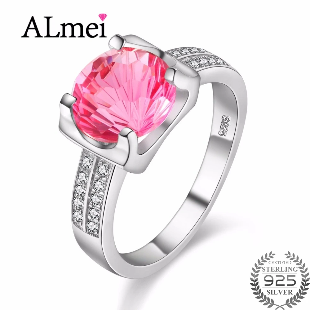 Almei 2019 проверенный Серебро 925 Розовый Топаз Циркон ювелирные изделия драгоценный