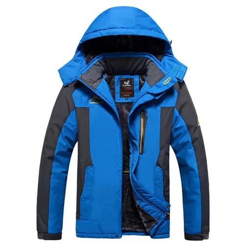 blue PEILOW теплое зимнее пальто для мужчин размера плюс 5XL 6XL 7XL 8XL 9XL утолщенная флисовая куртка с хлопковой подкладкой верхняя одежда водонепроницаемое ветрозащитное пальто - Цвет: blue