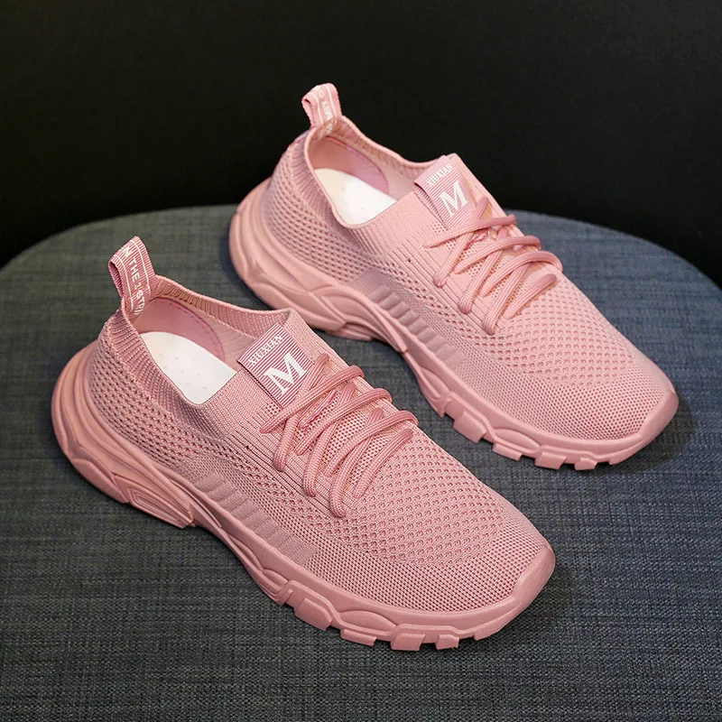 Белые кроссовки Модные женские вулканизированные туфли дышащие сетчатые