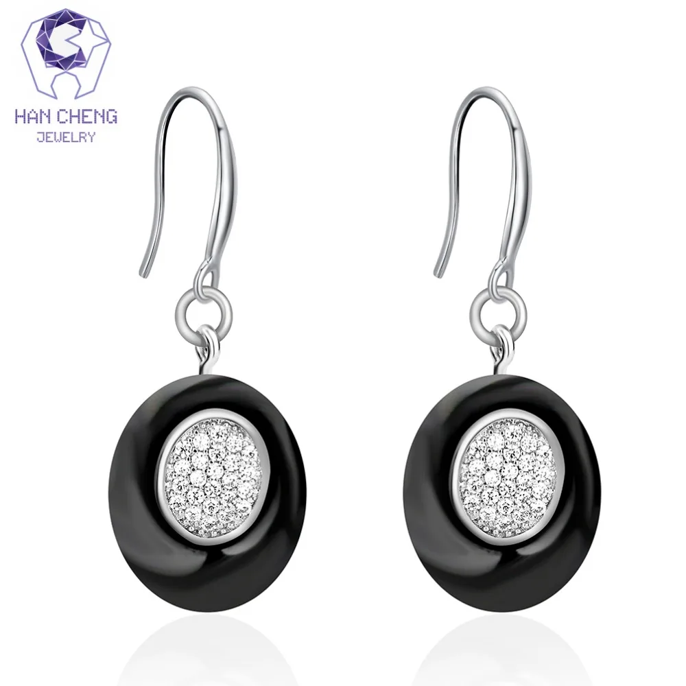 Новые модные роскошные керамические серебряные висячие серьги HanCheng с