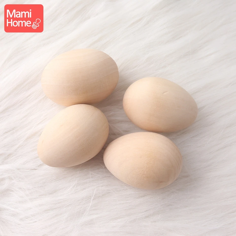 

mamihome 6pcs Wooden Easter Eggs Unfinished Smooth Wood Handmade Montessori Toddler Toys Infant Gift DIY Cafts Baby Teether