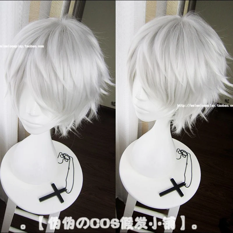 Аниме Tokyo Ghoul Kaneki Ken Короткие серебристые и белые термостойкие волосы