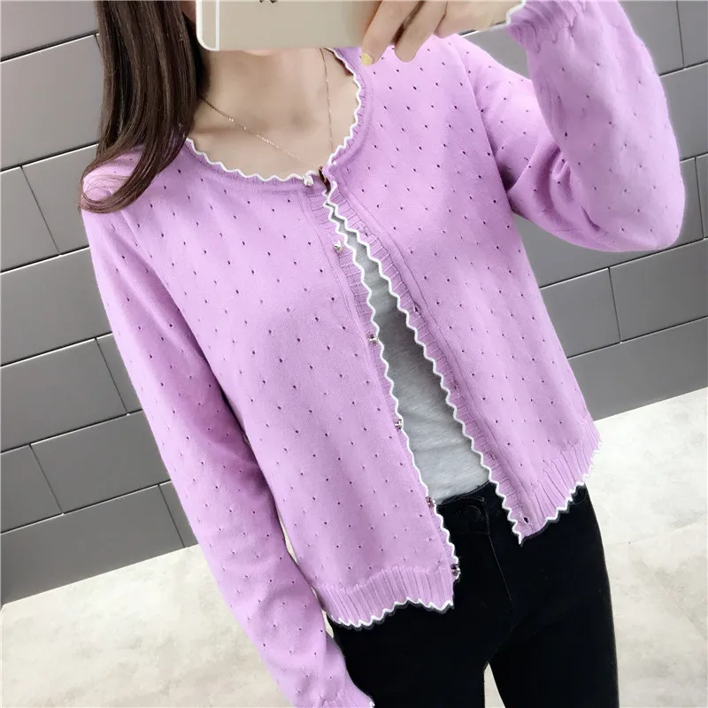 OHCLOTHING короткий дизайн тонкий кардиган женский вырез солнцезащитный Кондиционер рубашка свитер вязаная верхняя одежда маленький плащ