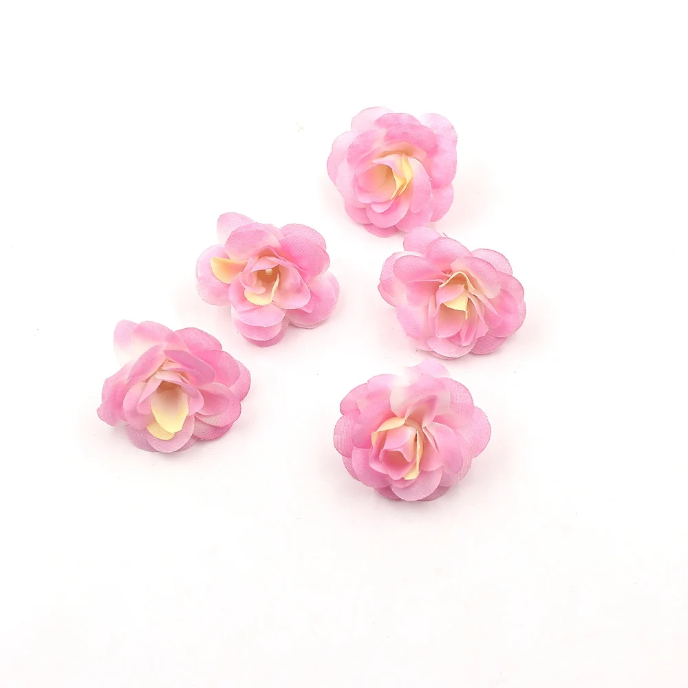 Pink and white 10 шт. искусственный цветок большой шелк 5 слоев Роза ручной работы голова Свадебные украшения DIY ВЕНОК подарок Скрапбукинг Ремесло поддельные цветы - Цвет: Pink and white