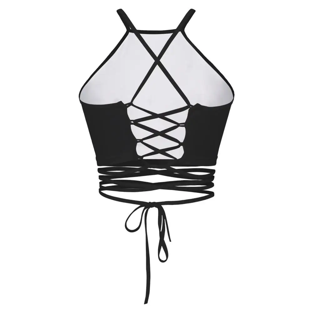 2019 popular style skulls hold chest 3D prints show umbilical body repair cross-tie with cute little waistcoat sexy trend woman | Женская