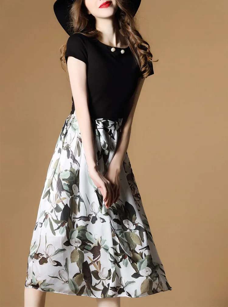 Women Party Vestidos Slim Waist Floral Dress Elegant Work Wear Casual HM0037 | Женская одежда
