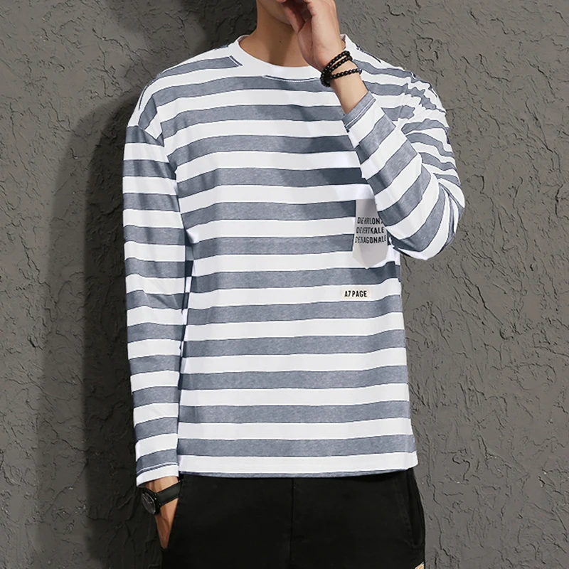 Хорошее Новинка 2017 года осень зима Мужская футболка с длинными рукавами круглым