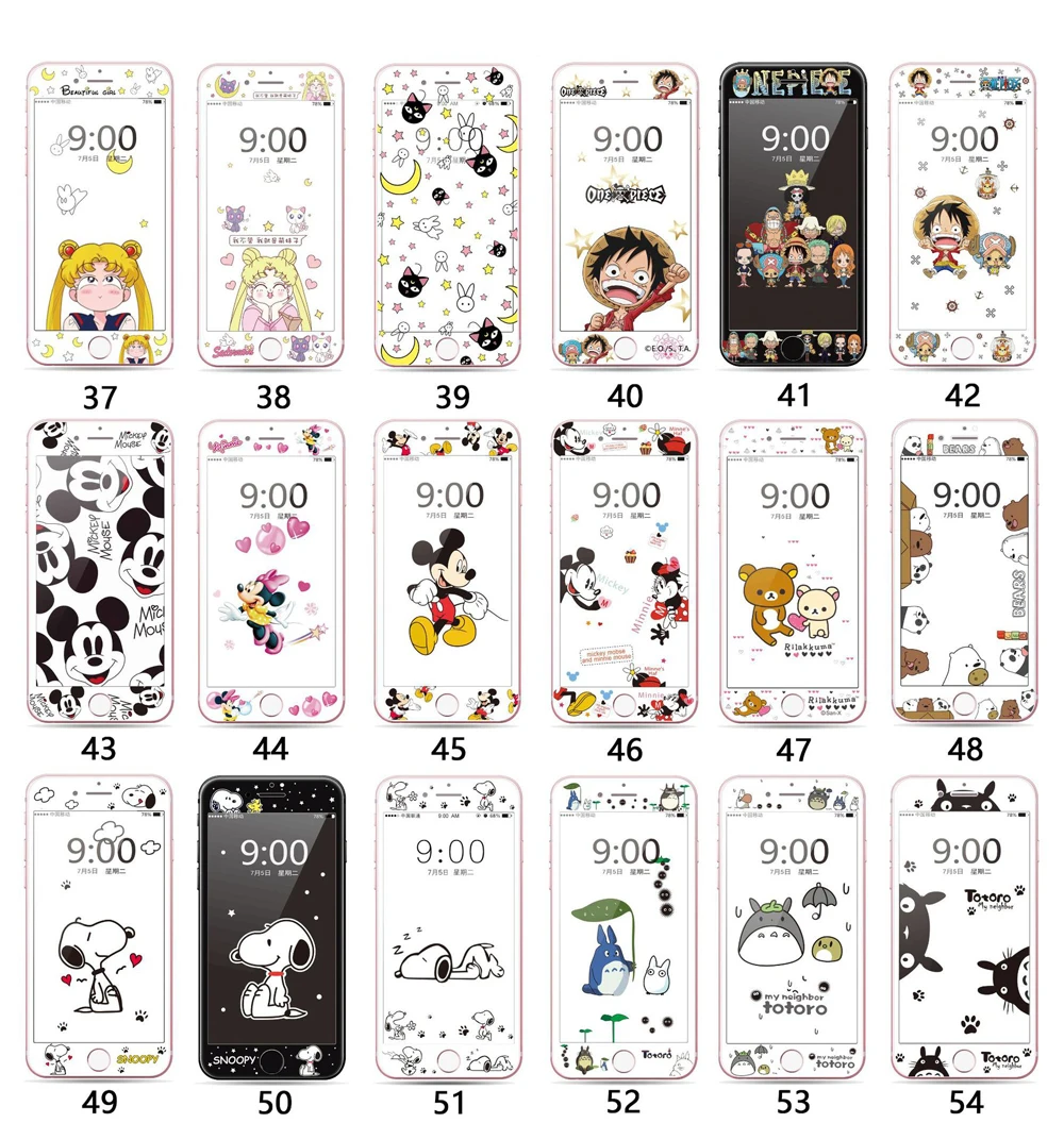 Закаленное защитное стекло для экрана с единорогом для iPhone 7, 8 Plus, 6, 6 S Plus, Elmo Cat, милый мультяшный котенок, 3D, 9 H, HD, полное покрытие, пленка SJ40