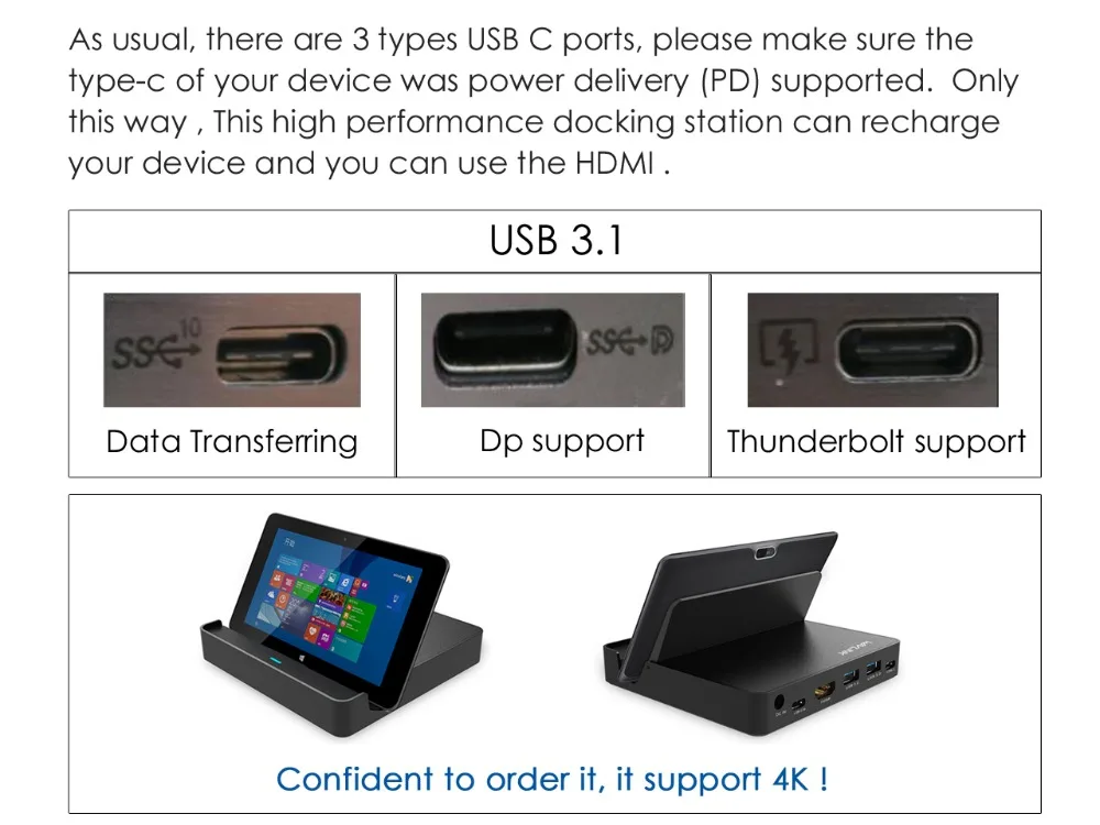 Wavlink алюминиевая USB 3,0 мини док-станция USB 3,1 Gen 2 type C дисплей 50 Вт с питанием 4 k@ 30Hz HDMI для телефона ноутбука