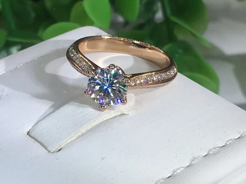 100% 18K 750Au золото Moissanite АЛМАЗНОЕ КОЛЬЦО D Цвет VVS с национальным сертификатом MO